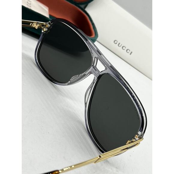 NEW Gucci GG1105S 001 Grey Gradient Frame Aviator Sunglasses - Picture 8 of 9